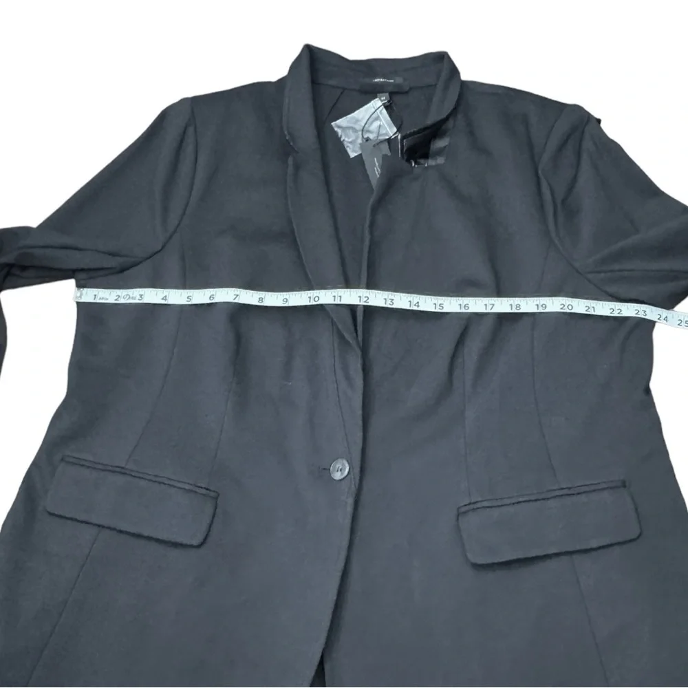 NWT Lane Bryant The Bryant Blazer Black Vegan Leather Collar Trim Ponte Size 22